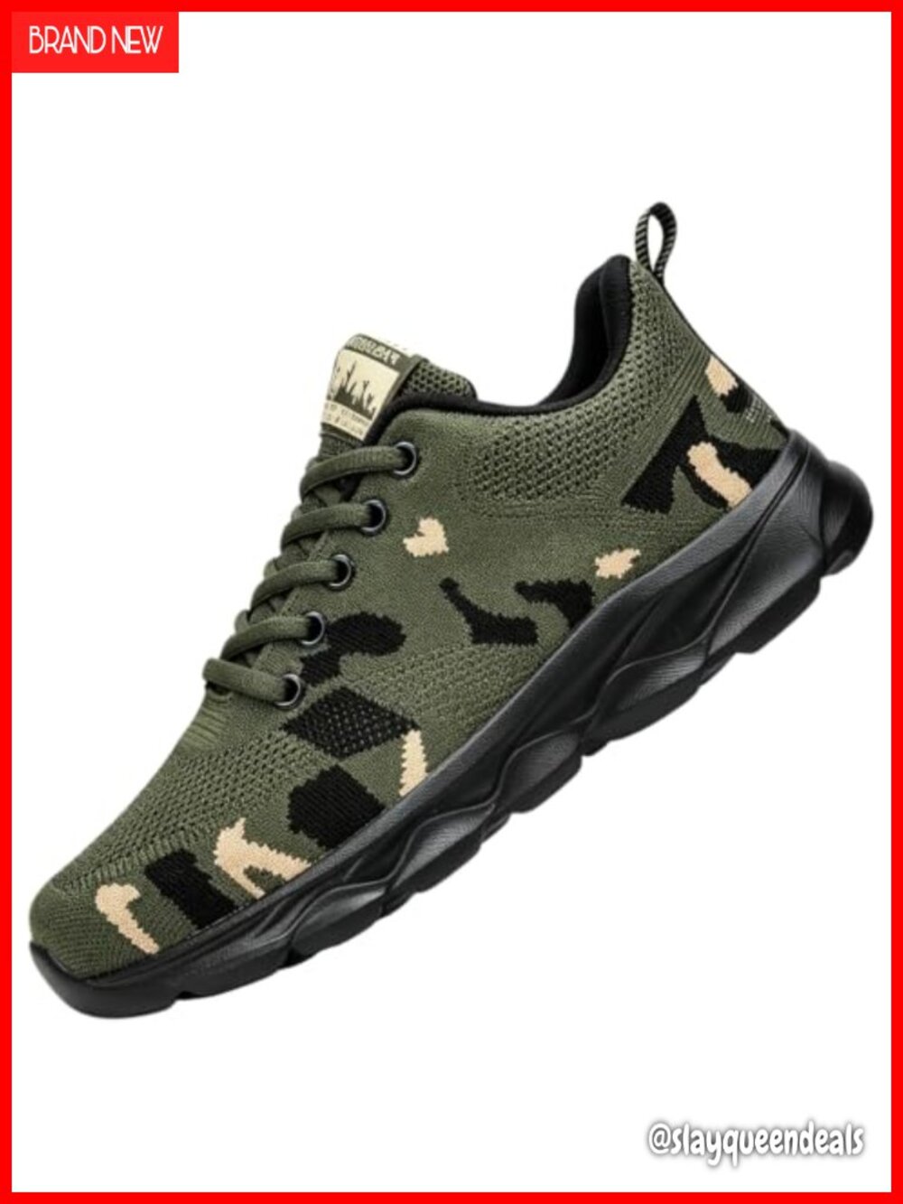 Womens Lightweight Camo Walking Shoes Lace-Up Hiking Sneakers